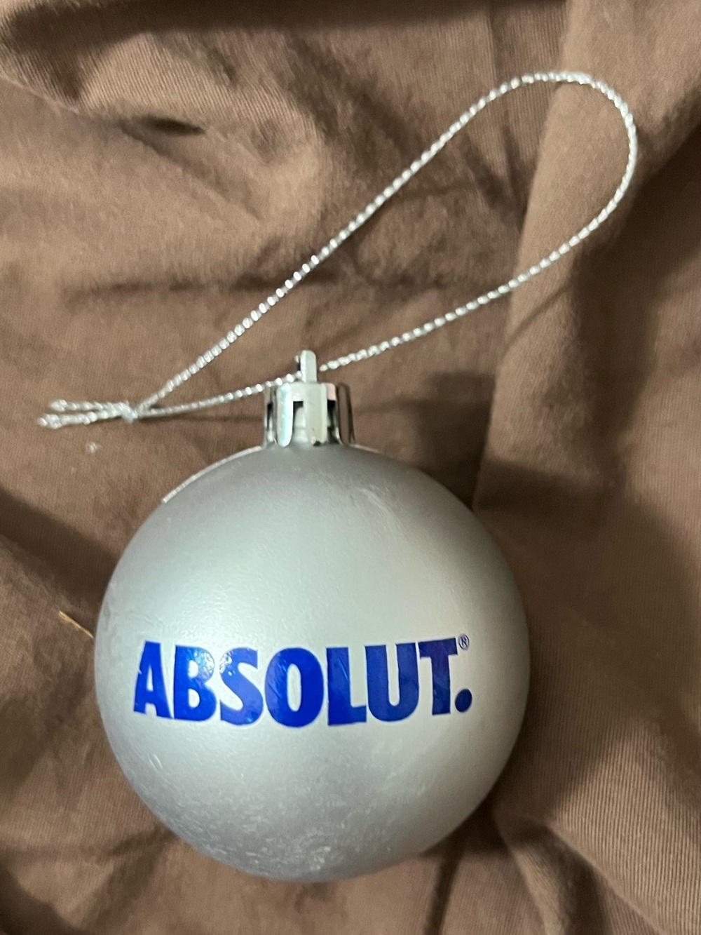 17 Absolut Silver Branded Holiday Ornament - Matte Silver Bauble with Blue Logo